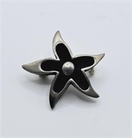 1960s Solid Pewter Flower Pin Sweden