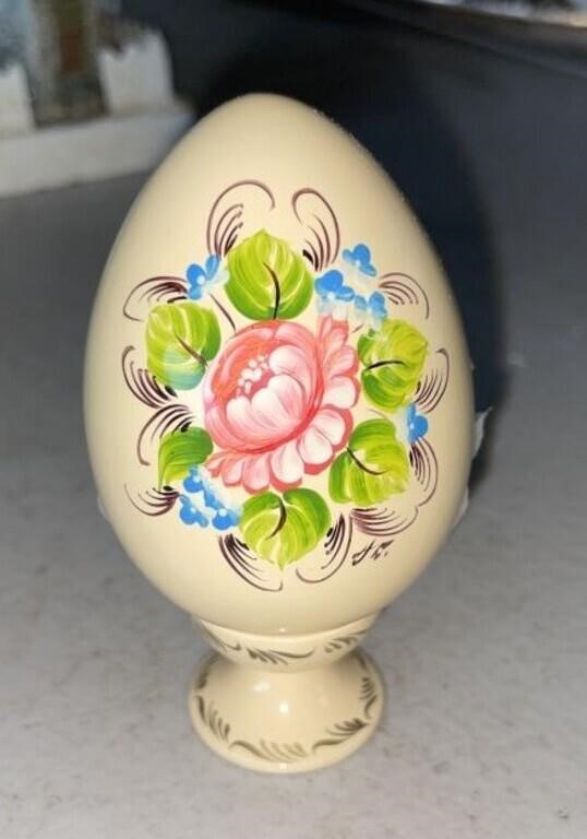 Hand Painted Roses Wooden Egg, from Ukraine