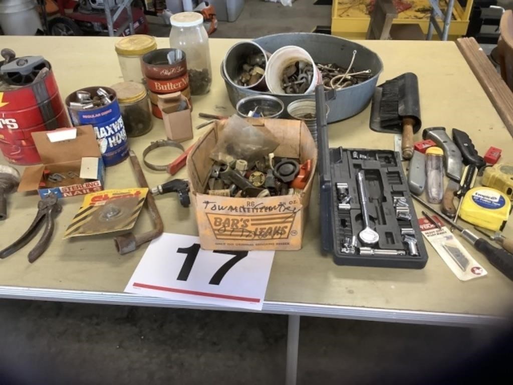 Assortment of tools, bolts, screws and misc