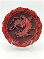 Chinese Cinnabar The Sense Of Touch Collect Plate