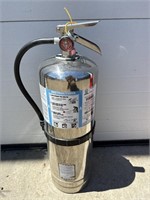 Silver fire extinguisher