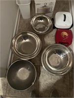 4 Large Stainless Steel Restaurant Mixing Bowls