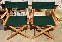 Pair of green folding director's chairs