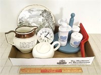 MISC KITCHENWARES, CLOCK AND MORE