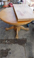 Wood Kitchen Table with Leaf- Some Damage to Base