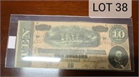 1864 Confederate $10 note