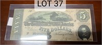 1864 Confederate $5 note