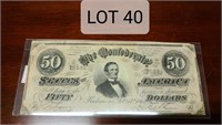 1864 Confederate $50 note
