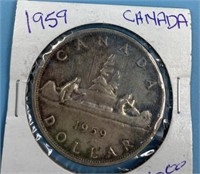 Canadian silver dollar 1959                   (O 1