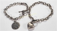 (2) Marked 925 Silver Grandmother/Heart Bracelets