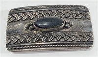 Vintage Sterling Silver Black Stone Belt Buckle