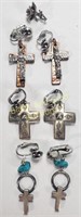 (3) Marked 925 Silver Cross Clip On Earrings