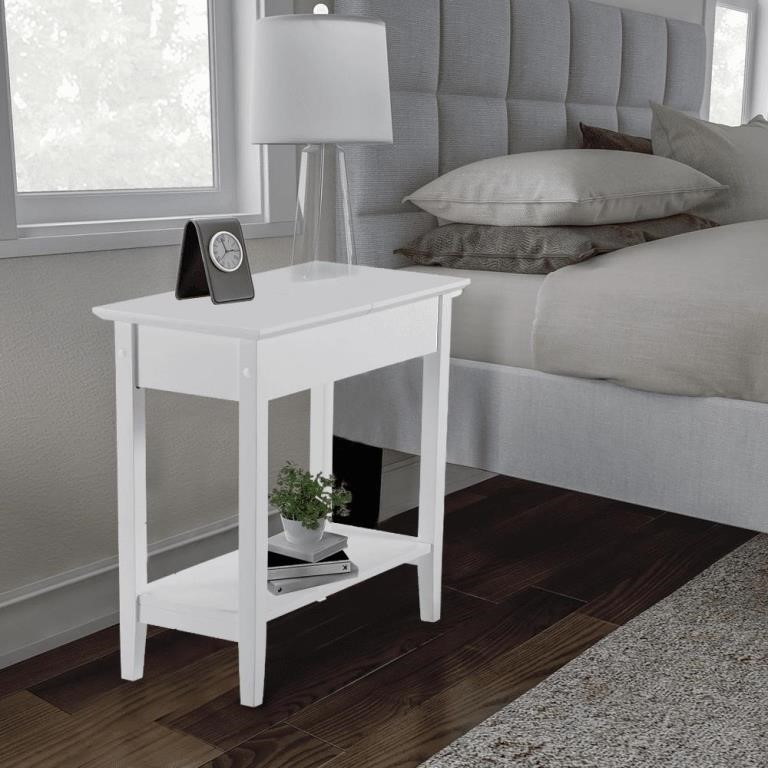 B4340  Naomi Home Flip Top End Table Narrow Stora