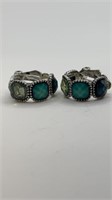Turquoise and Green Colored Clip On Earrings