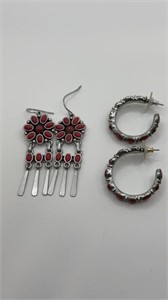 Red Coral Earring Pair