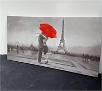 A cute black and white canvas picture with a red