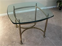 La Barge Side Table Brass & Glass Regency