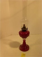 Red #2 Kerosene Lamp with Chimney Very Good