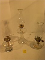 3 Clear Kerosene Lamps