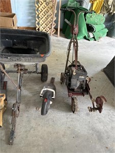 Edger, trimmers, feet. Spreader & chain saw all