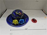 2 Cnt Colored Glass Decorative Hats
