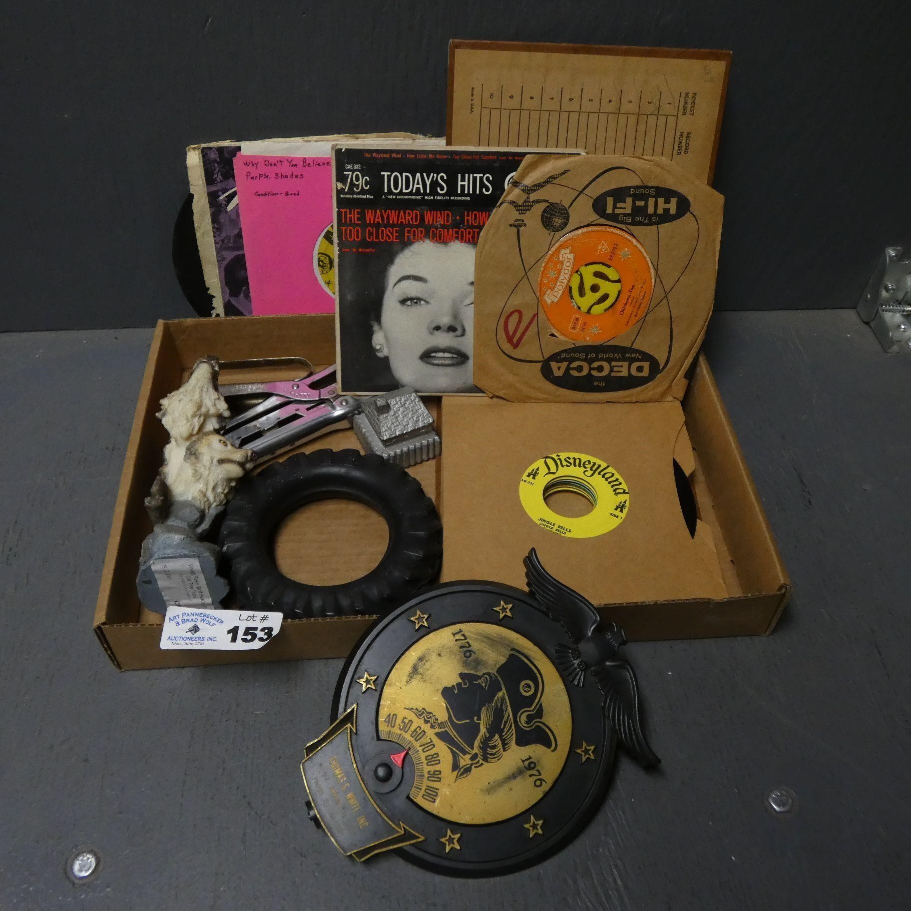 45 Records - Tire - Wolf Statue - Stapler