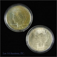 1922 & 1924 U.S. Silver Peace $1 Coins (2)