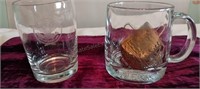 Rare Etched United States Lines Glass Tumbler and
