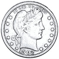 1902-O Barber Silver Quarter NICELY CIRCULATED