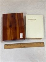 Vintage Holy Bible in Cedar Box