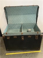 Antique Trunk W Tray Full of Vintage Clothing MORE