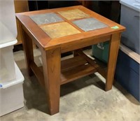End table with stone inserts