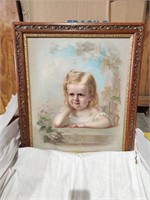 Antique Victorian Child Painting 1873