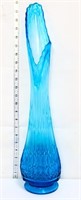 Blue glass 22in swung vase