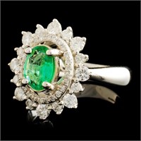 0.69ct Emerald & 0.66ctw Diam Ring in 14K Gold