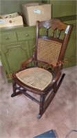 vintage cane seat rocking chair