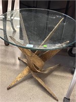 Metal Brutalist Abstract Base Side Table with