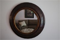 FAUX LEATHER WRAPPED 36" MIRROR