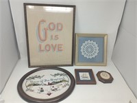 Framed Cross Stitch, Religious Art