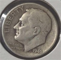 Silver 1946 Roosevelt dime