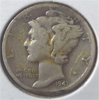 Silver 1941d Mercury dime