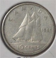 Silver 1965 Canadian dime