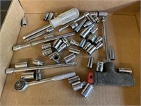 Assorted 1/4" Sockets, Extensions, Misc