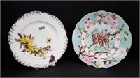 2 FRENCH BUTTERFLY PLATES
