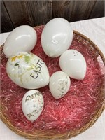 6 MILK GLASS 1800'S EASTER EGGS - MULTIPLE SIZES