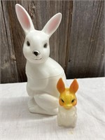 LOT OF 2 VINTAGE BLOW MOLD RABBITS