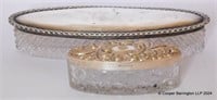 Silver Lidded Crystal Trinket Jar plus one other