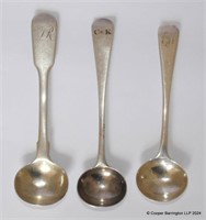 Three George lV Sterling Silver Condiment Spoons