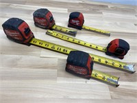 Lot Of Milwaukee 16’, 25’,& 35’ Measuring Tapes