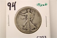 1920 D WALKING LIBERTY HALF DOLLAR COIN